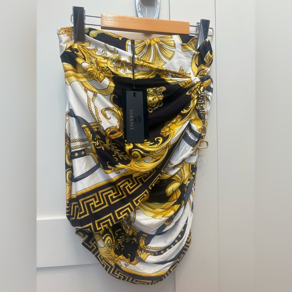 Authentic Versace Black and Gold Draped Skirt